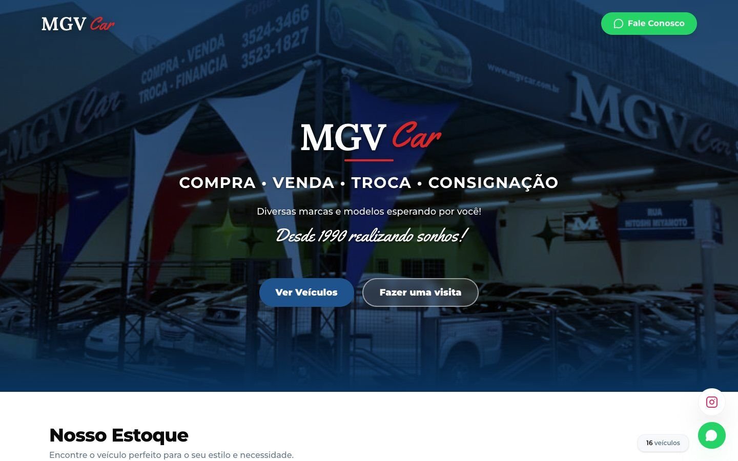MGV Car, vitrine no computador