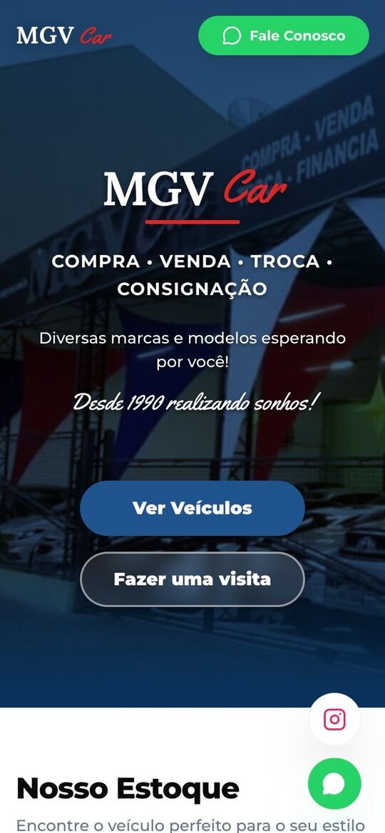 MGV Car, vitrine no celular